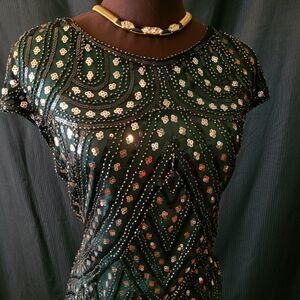 NWOT Size 3X Dark Green And Gold Prom/Formal Dress